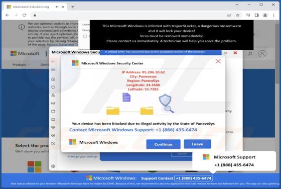 Blocked Due To Illegal Activity By The State POP-UP Arnaque