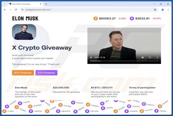X Crypto Giveaway POP-UP Arnaque