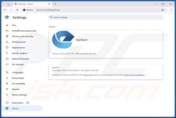 EpiStart (EpiBrowser) Application non sollicitée