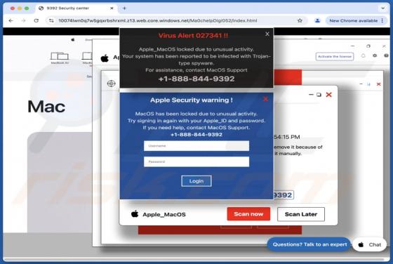 Virus Alert 027341 POP-UP Arnaque (Mac)