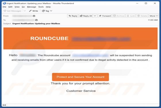 Courriel Arnaque Roundcube Account Will Be Suspended