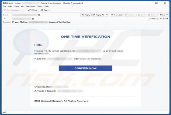 Courriel Arnaque One Time Verification
