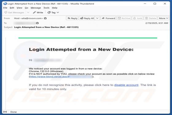 Courriel Arnaque Login From A New Device