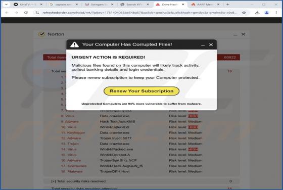 Your Computer Has Corrupted Files POP-UP Arnaque