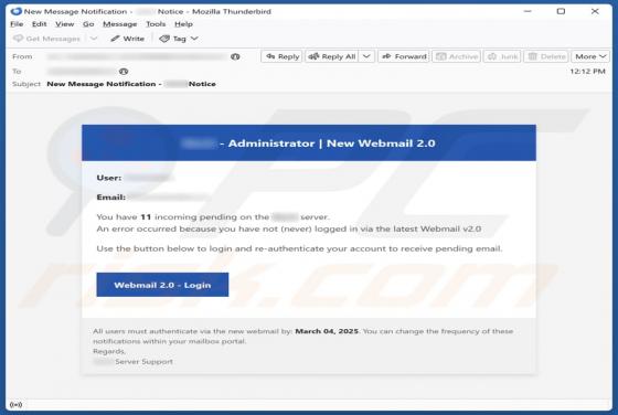 Courriel Arnaque New Webmail 2.0