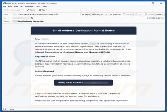 Email Address Verification Formal Notice Arnaque