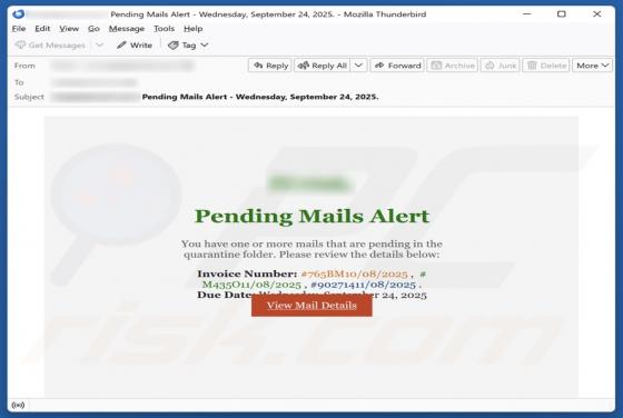 Pending Mails Alert Arnaque