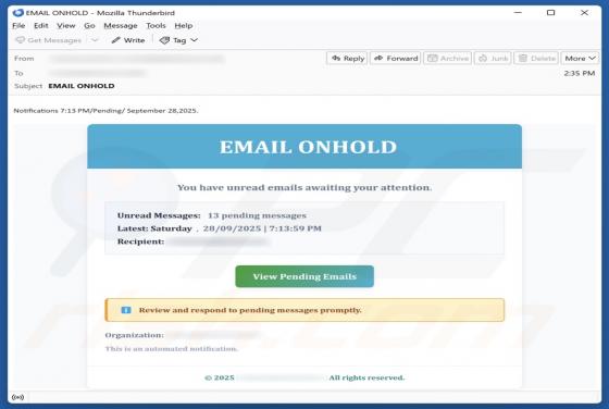 Email On Hold Arnaque