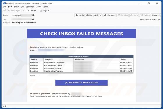 Courriel Arnaque Check Inbox Failed Messages