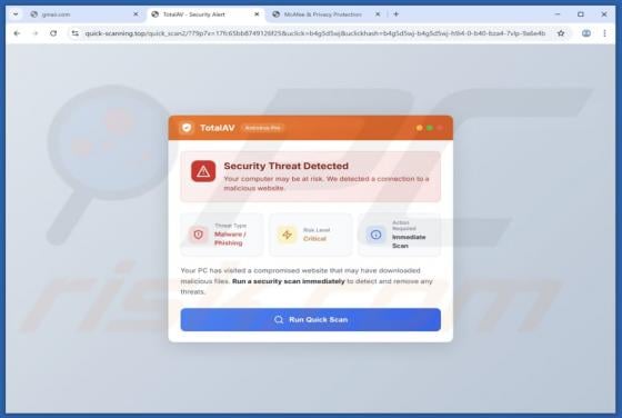 TotalAV - Security Threat Detected POP-UP Arnaque