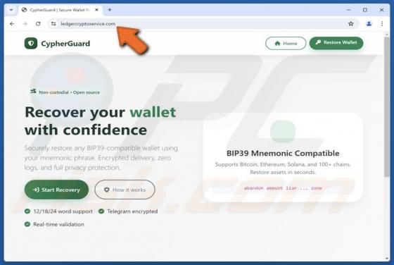 Arnaque liée à un faux outil de récupération CypherGuard Cryptowallet