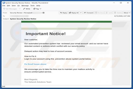 Content Or Actions Conflict With Our Security Policy arnaque par e-mail