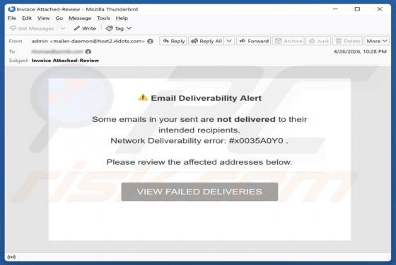 Email Deliverability Alert arnaque