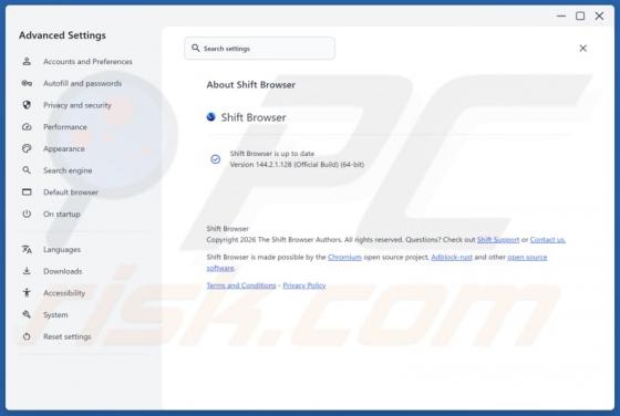 Application indésirable Shift