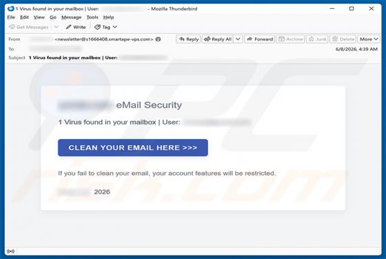 Virus Found In Your Mailbox arnaque par e-mail