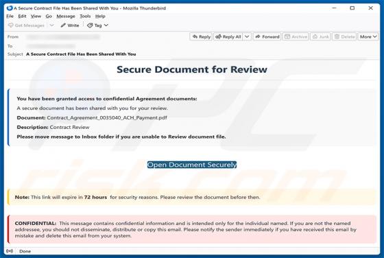 Secure Document For Review arnaque par e-mail