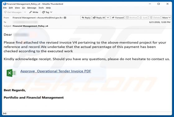 Revised Invoice arnaque par e-mail