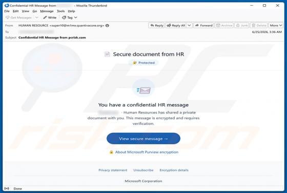 Secure Document From HR arnaque par e-mail