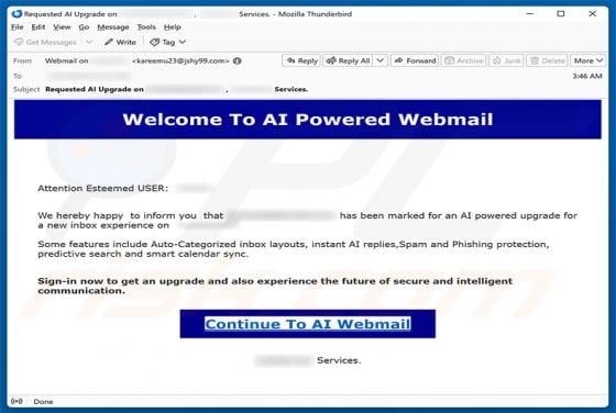 AI Powered Webmail arnaque