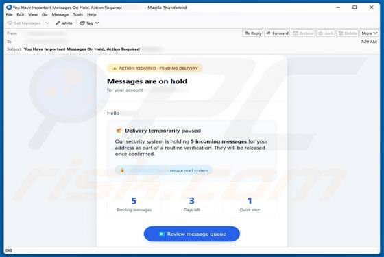 Messages Are On Hold arnaque par e-mail