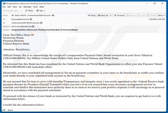 Payment Order Award arnaque par e-mail