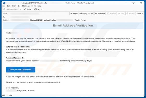 Roundcube Domain Registration Email Verification arnaque