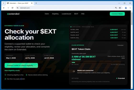 Extended ($EXT) Allocation arnaque