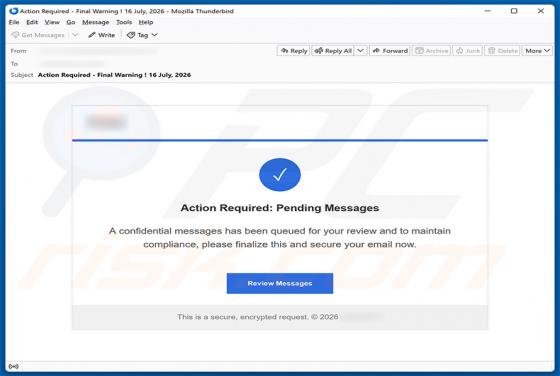 Confidential Messages Queued arnaque par e-mail