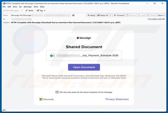 DocuSign - Shared Document virus par e-mail