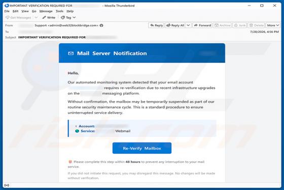 Email Account Requires Re-Verification arnaque