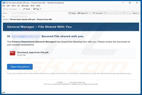 Finance Department (General Manager) Secure File arnaque par e-mail