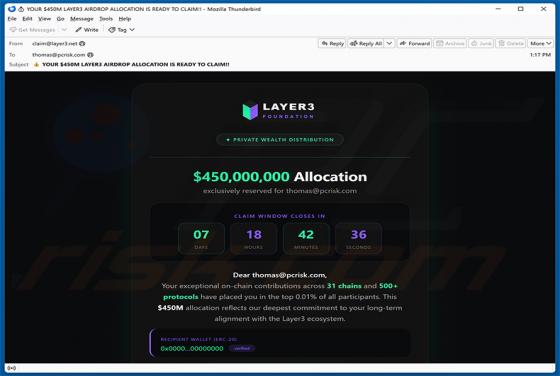 Layer3 Airdrop arnaque par e-mail