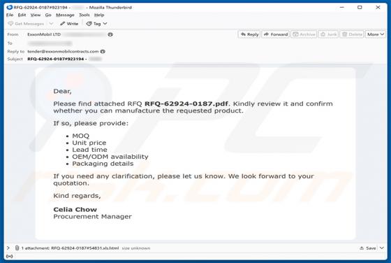 Confirmation Of Request For Quotation (RFQ) arnaque par e-mail