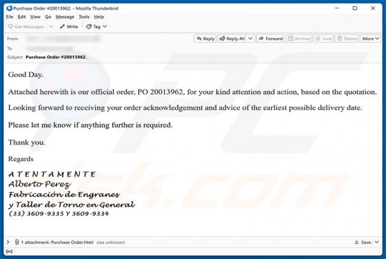 Official Purchase Order arnaque par e-mail