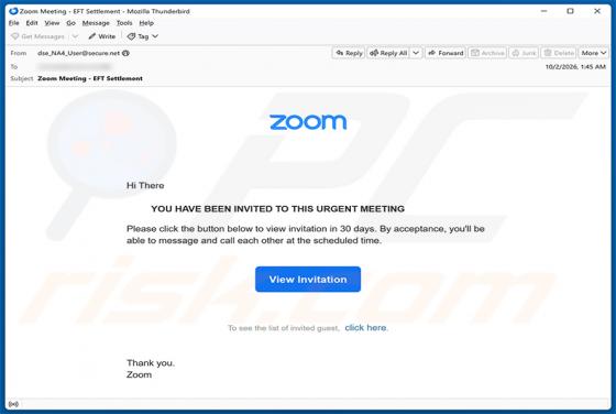 Zoom Meeting Invitation virus par e-mail