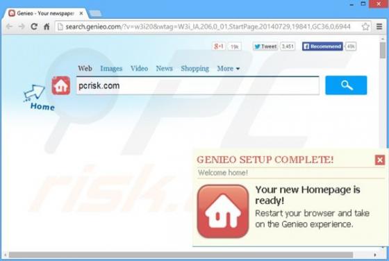 Redirection vers Search.genieo.com