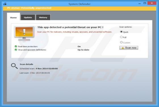 System Defender - Faux Antivirus