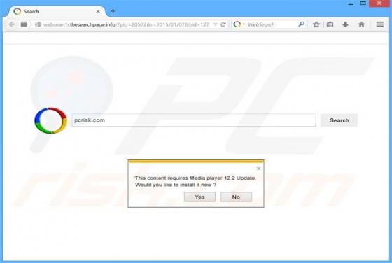 Redirection vers Websearch.thesearchpage.info