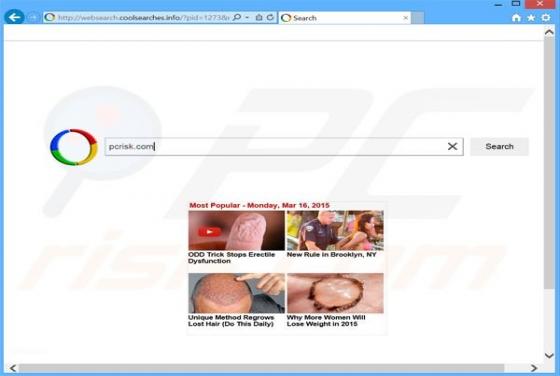 Redirection vers Websearch.coolsearches.info