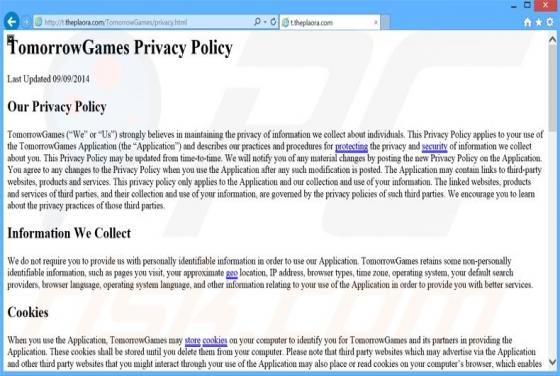 Logiciel de publicité TomorrowGames