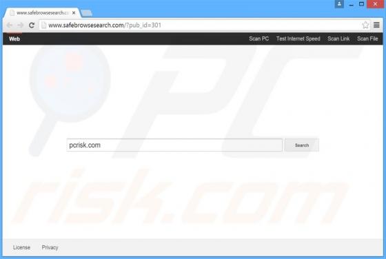 Redirection vers Safebrowsesearch.com