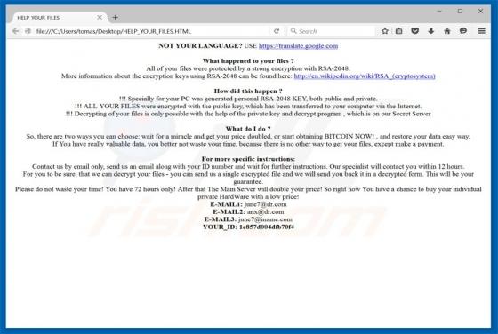 Rançongiciel CryptFIle2 (.scl)