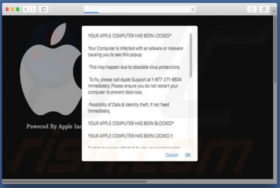 Arnaque VOTRE ORDINATEUR APPLE A ÉTÉ VERROUILLÉ (Mac)