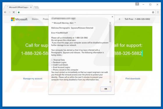 Arnaque Malicious Pornographic Spyware/Riskware Detected