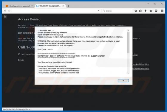 Arnaque Microsoft Alert