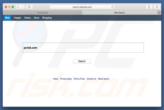 Redirection vers search.pikatika.com (Mac)