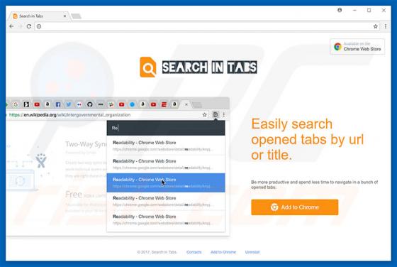 Logiciel de publicité Search In Tabs
