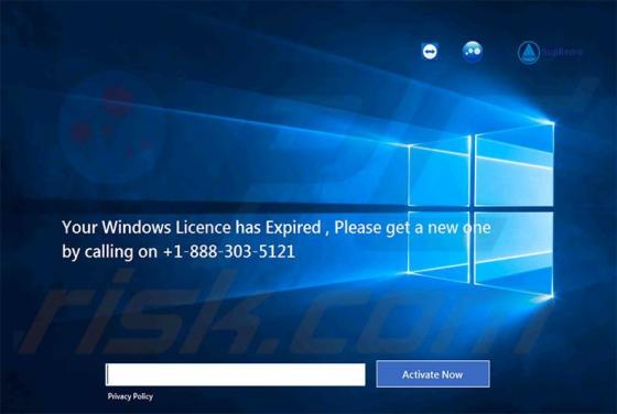 Arnaque Your Windows Licence has Expired