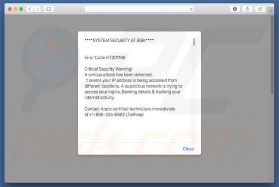 Arnaque Critical Security Warning! (Mac)