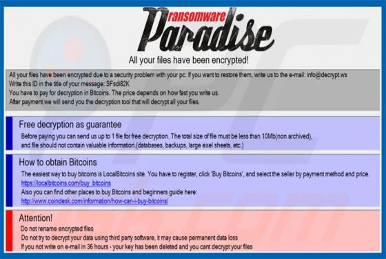 Rançongiciel Paradise